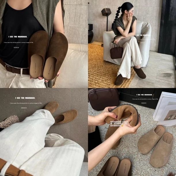 AWY（XZBK392#）真皮肯豆同款博肯拖鞋（跟高3.2公分）