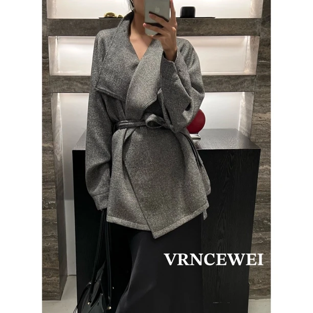 VRNCEWEI (657r6890#)气质绑带中款风衣