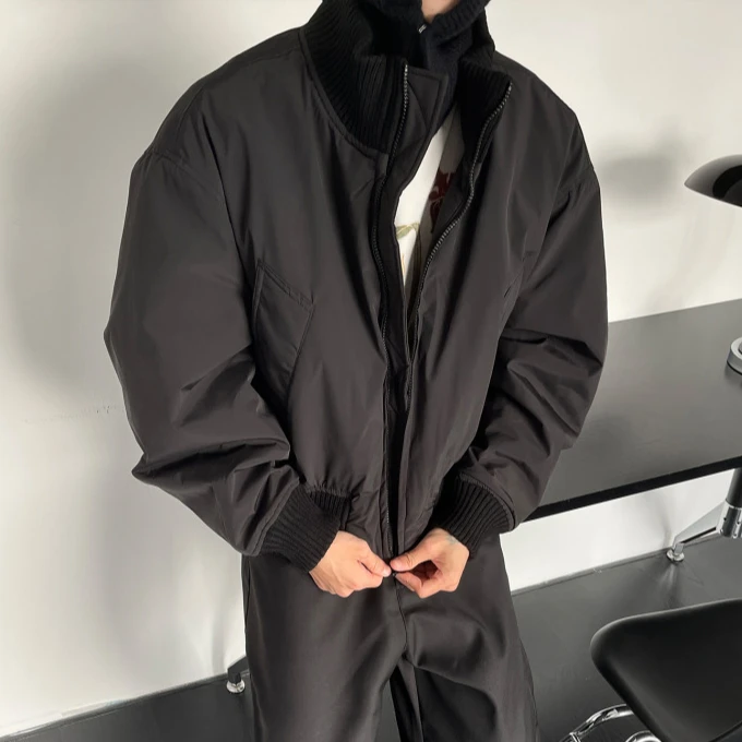 秋冬立领棒球服棉服男高街痞帅cleanfit百搭飞行员夹克棉衣外套潮