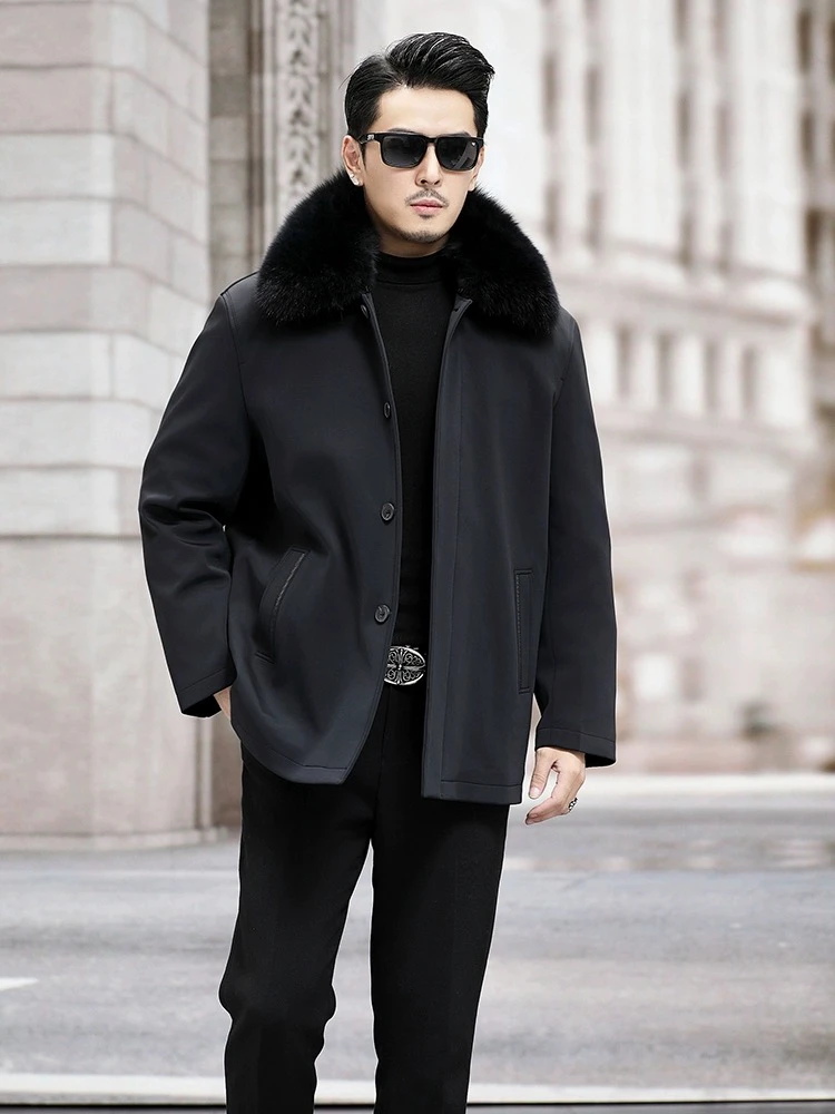 男士中长款可脱卸男装狐狸毛领兔内胆派克服639