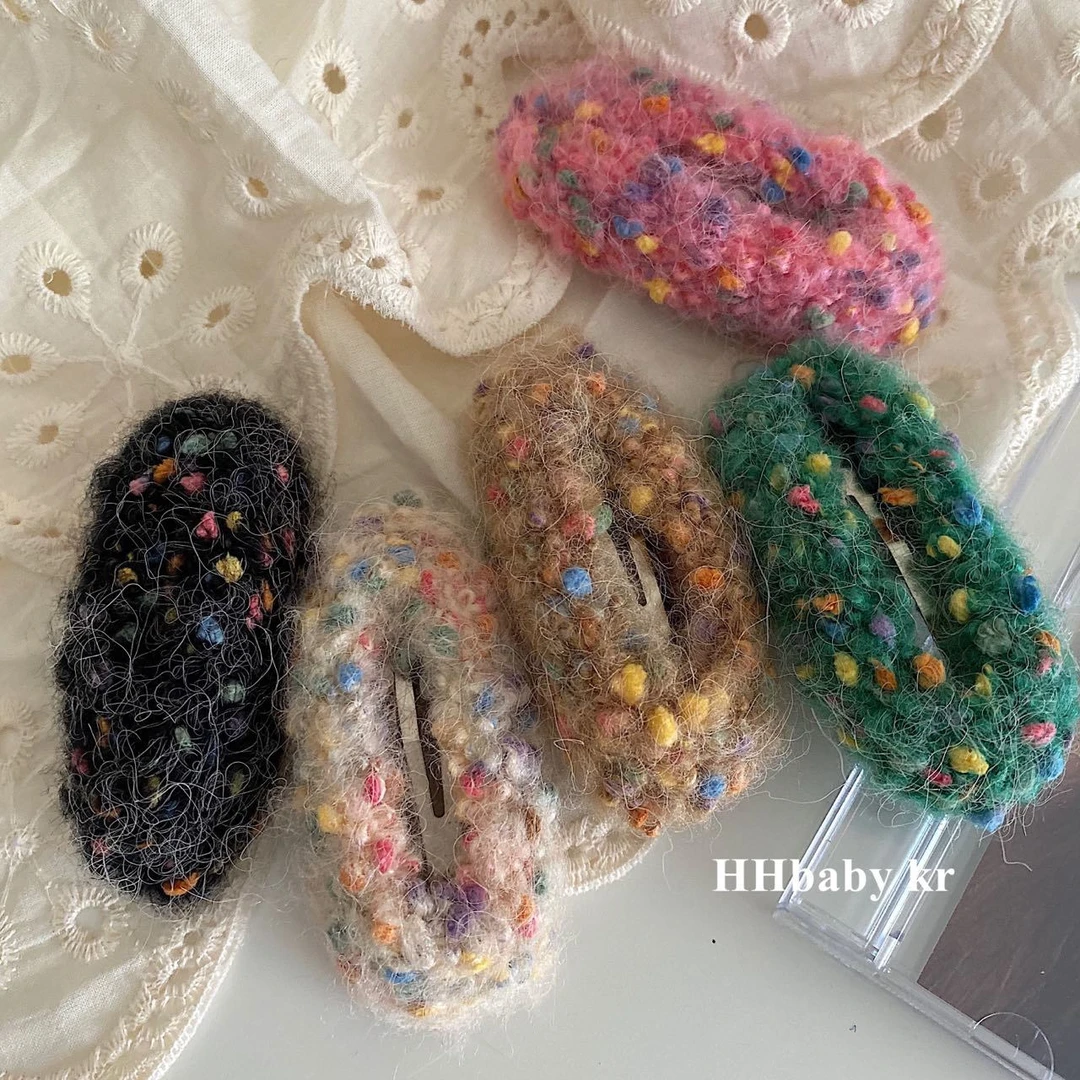 法式复古圣诞节ins韩版彩色毛线发夹掰掰夹网红刘海夹发卡