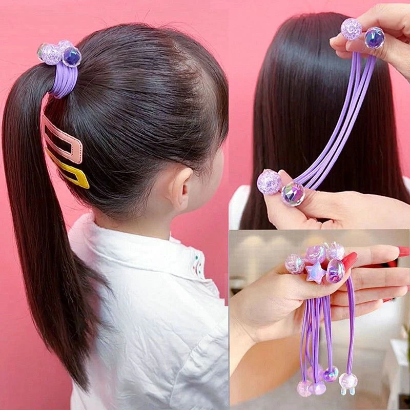 儿童小女孩双头皮筋长绳扎马尾发绳弹力头绳长款发绳爱心编发发圈