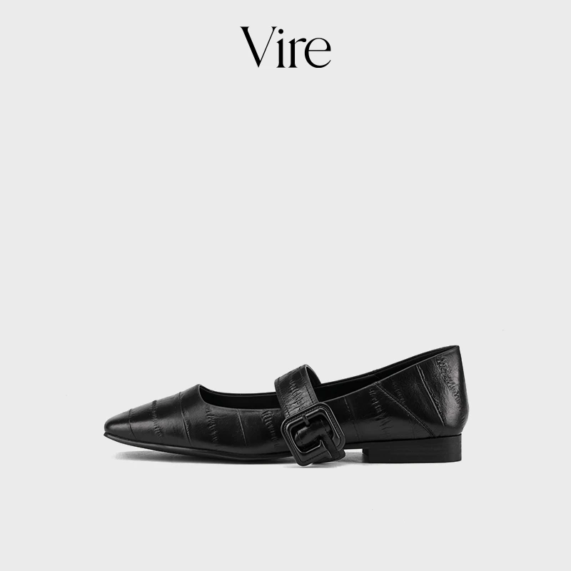 VIRE/85663新款法式百搭时尚方头宽扣低跟单鞋B