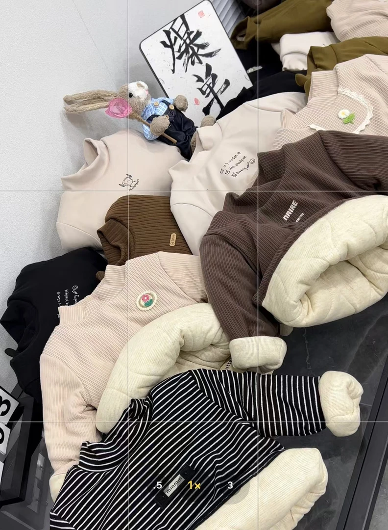 【300-370】橘子mm 儿童 秋冬 韩版 加绒加厚 蚕丝棉打底衫 no退换