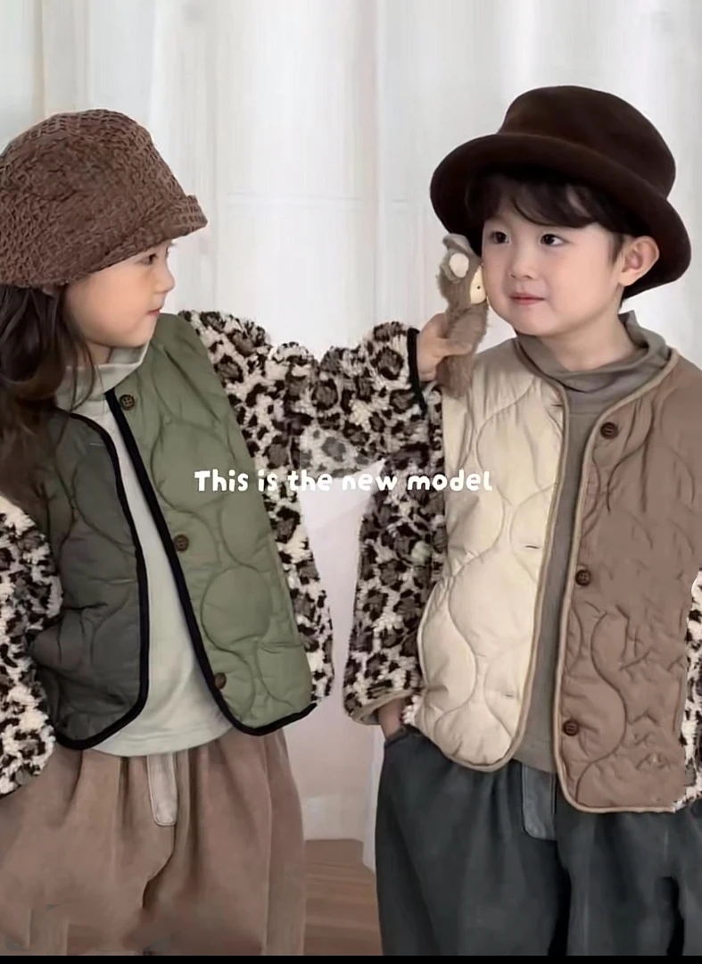 【一只蛋崽】儿童 秋冬 韩版外套 豹纹加棉 森系穿搭 百搭洋气