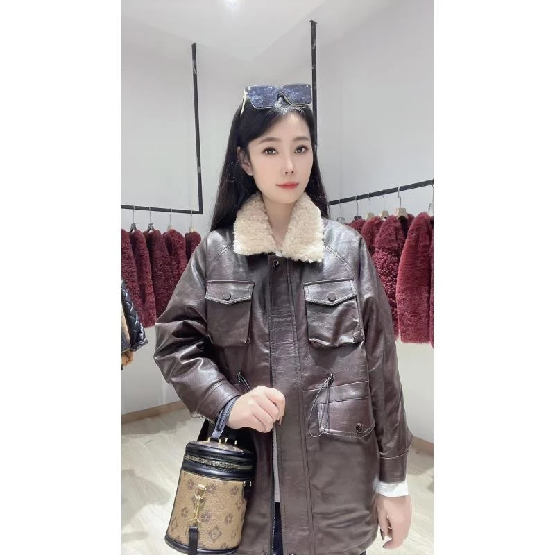 美尚【9999】2024冬季新款真皮皮衣中长款机车服外套