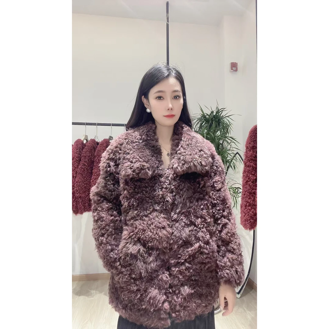 美尚【1662】托斯卡纳皮毛一体气质时尚洋气翻领冬季外套