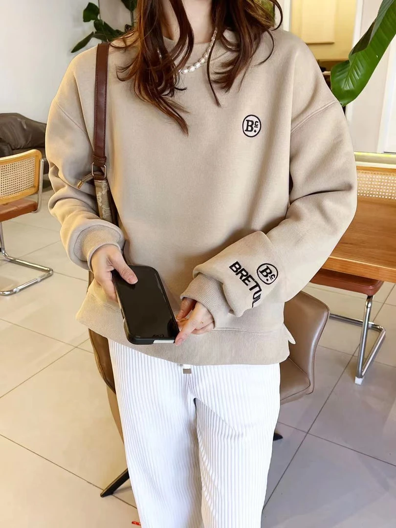 冬款百搭休闲加绒卫衣圆领刺绣字母清仓捡漏扣号下单工厂直销