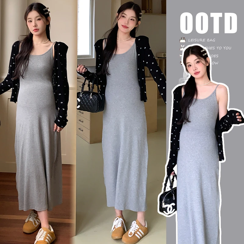 夏季孕妇装夏装套装薄款防晒开衫显瘦百搭吊带裙两件套孕妇连衣裙