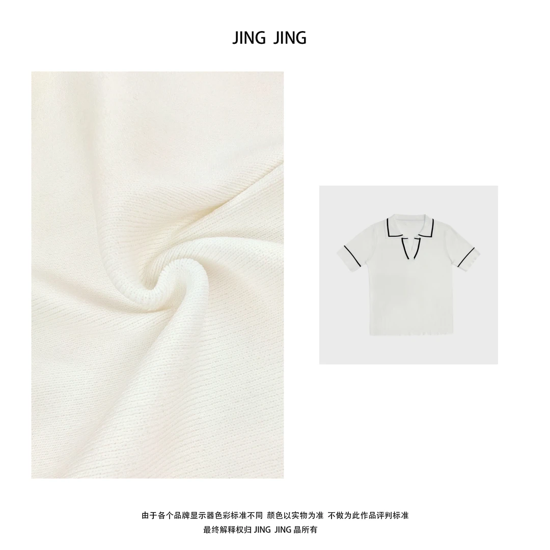 JING JING推荐【V型半开领】时尚气质设计感半开领POLO针织衫