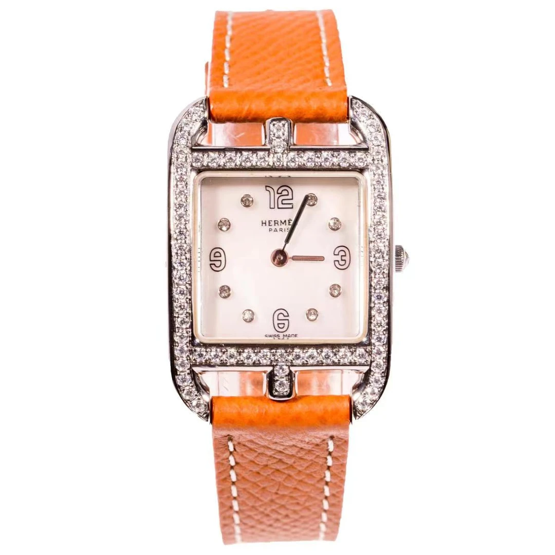 95新 Hermes/爱马仕 猪鼻子两针贝母数字刻中古女表23*23盘16腕周
