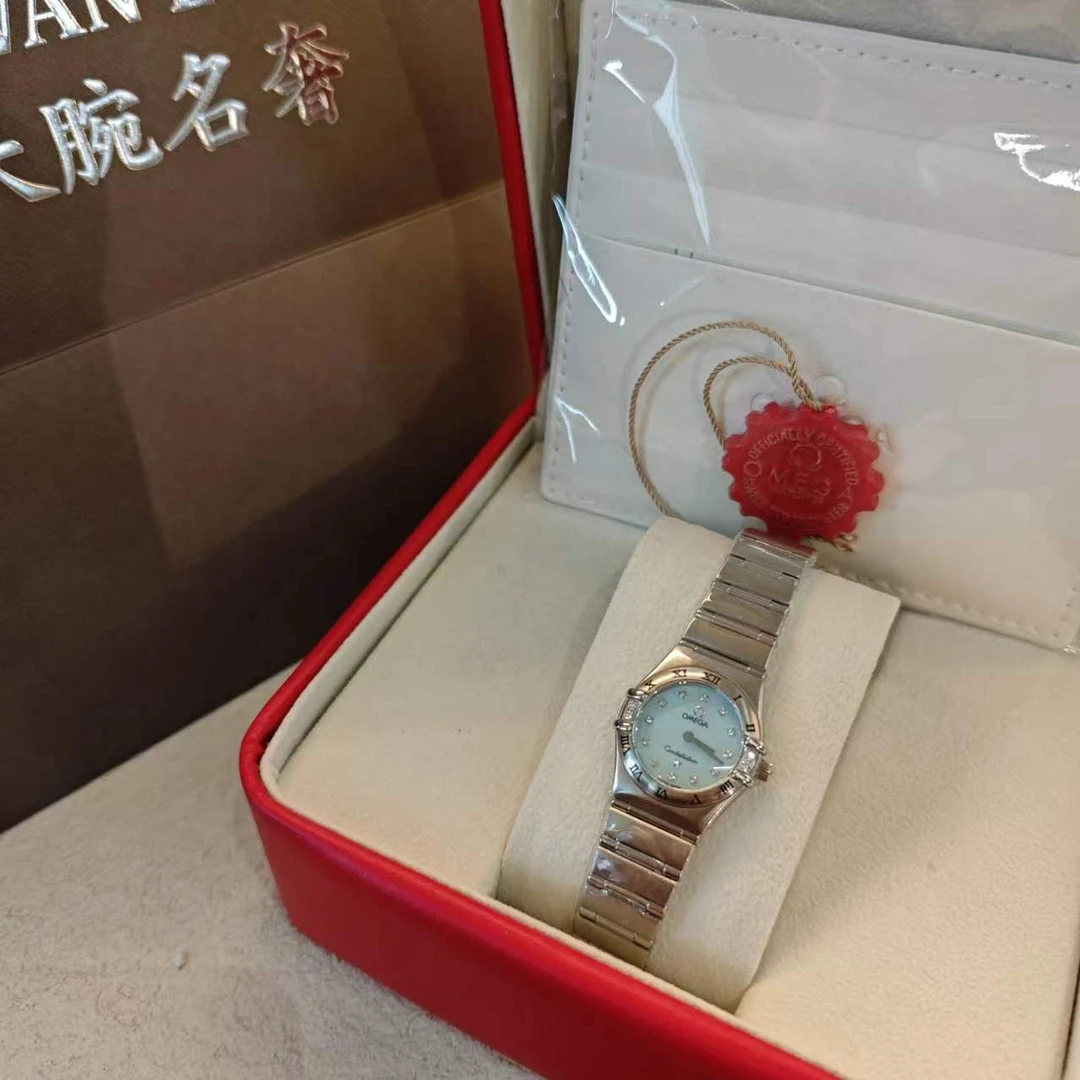 95新 Omega/欧米茄 星座二代原钻刻度蓝贝母中古女表22盘14.5腕周