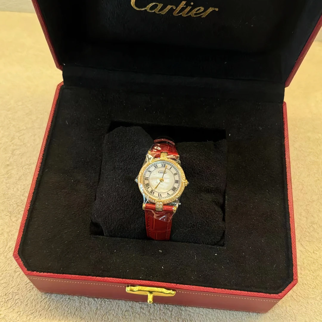 95新 Cartier/卡地亚 小饼贝母盘两针罗马刻中古女表24盘16腕周