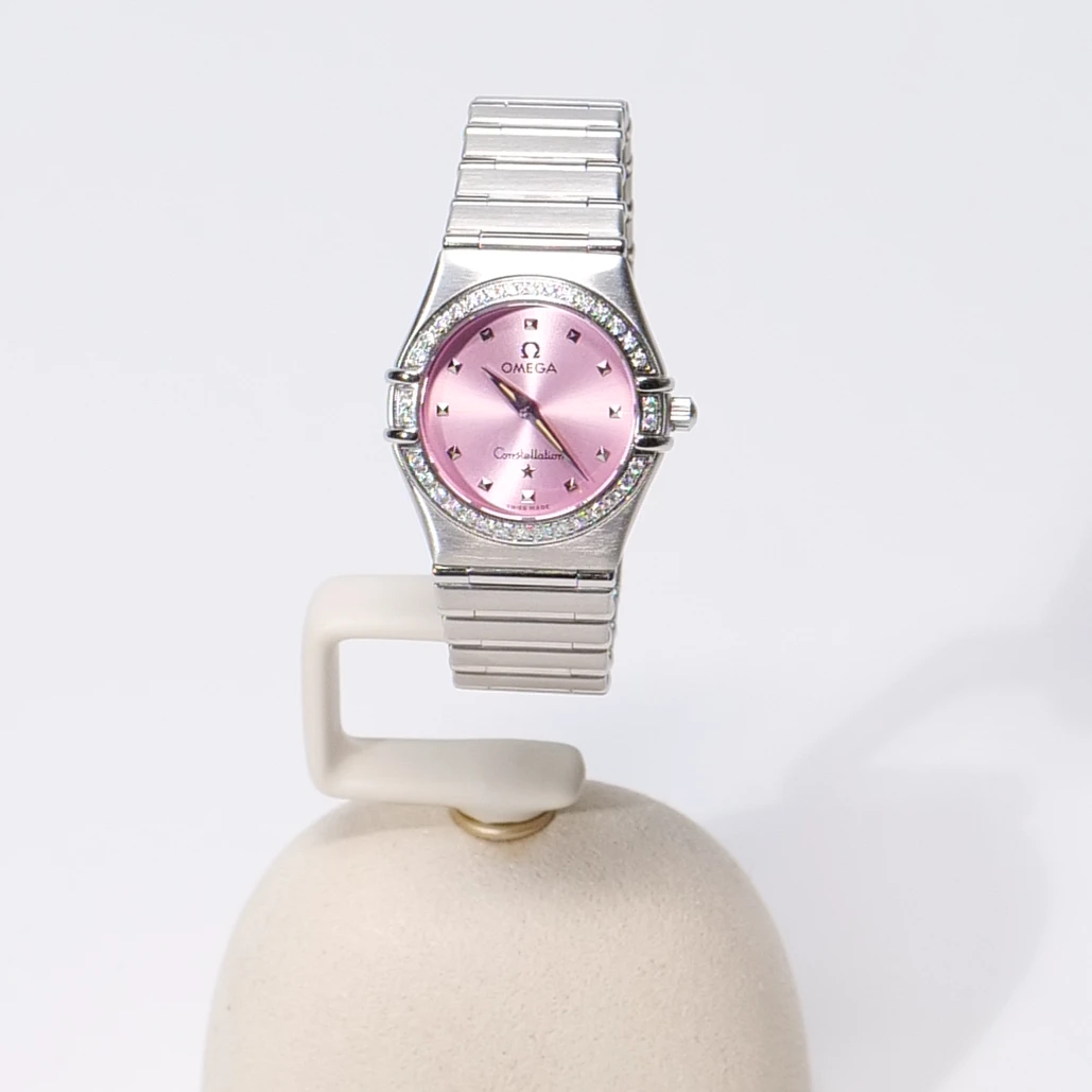 99新 Omega/欧米茄 【12期免息】星座粉盘后盘后钻石英25盘LF