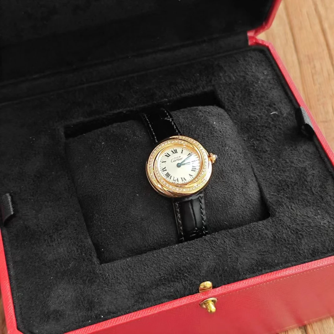 95新 Cartier/卡地亚 金旋风两针净版白盘罗马刻典雅中古27盘LF
