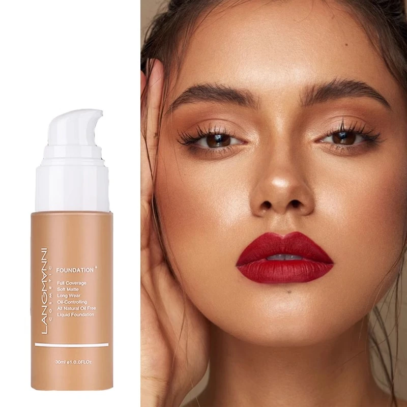 浪曼妮哑光粉底液持妆瑕疵皮黄皮黄黑皮小麦色防水持久不脱妆欧美