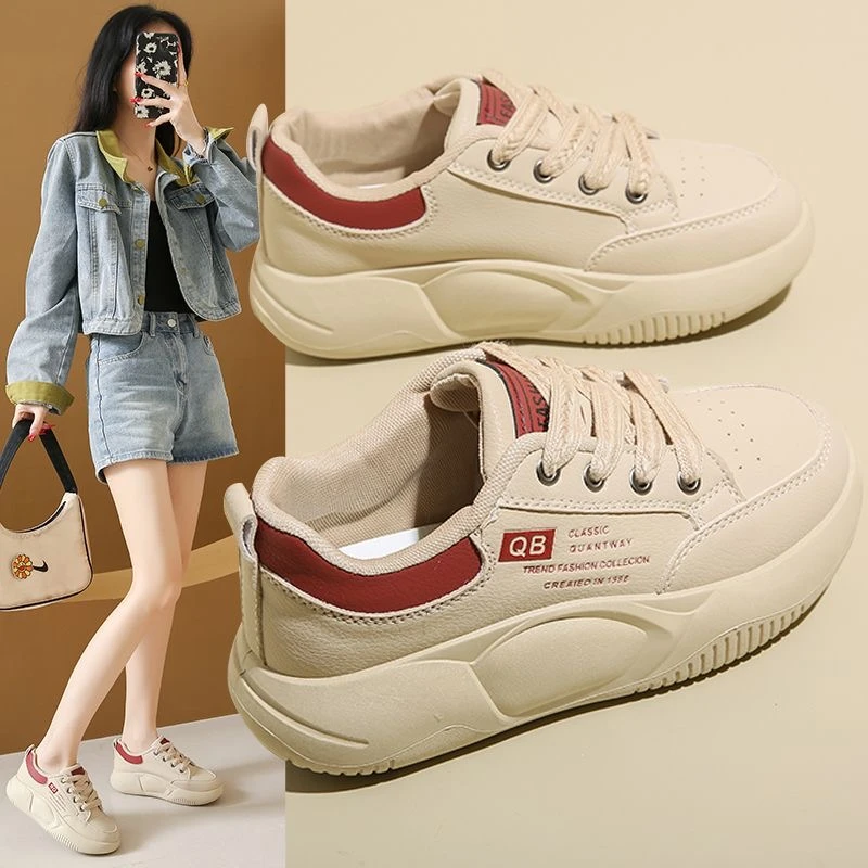 小白鞋女2025新款爆款女鞋百搭厚底休闲运动透气小众板鞋女6682