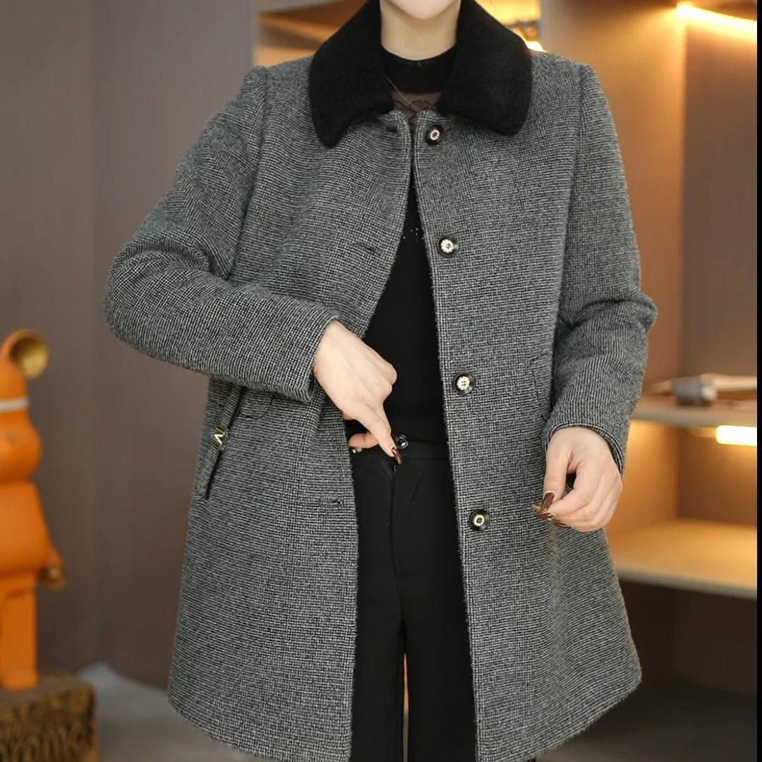 秋冬新品时尚百搭减龄显瘦中长款女外套M-4XL