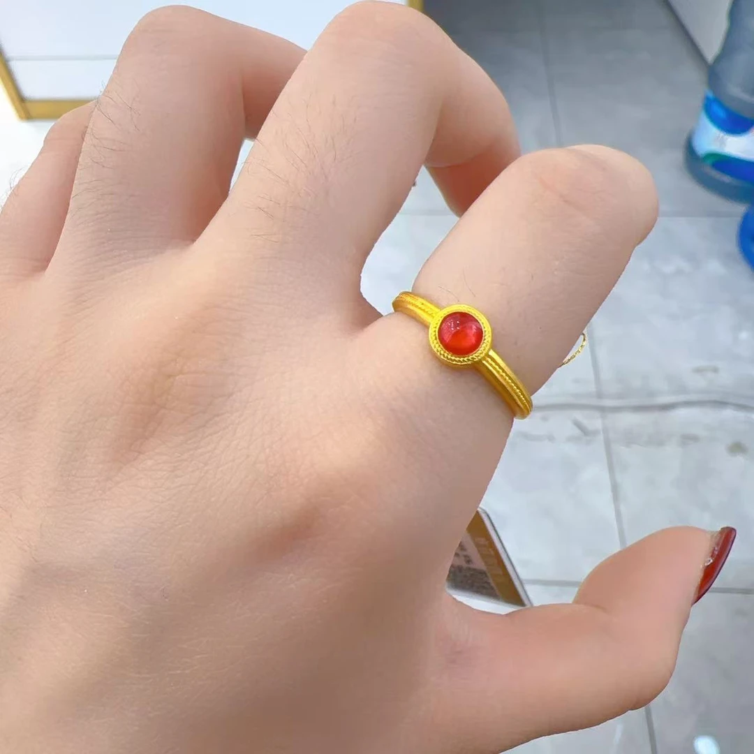 SUNFEEL/赛菲尔万足®足金珐琅红色国庆宫廷纯金戒指三八女神节