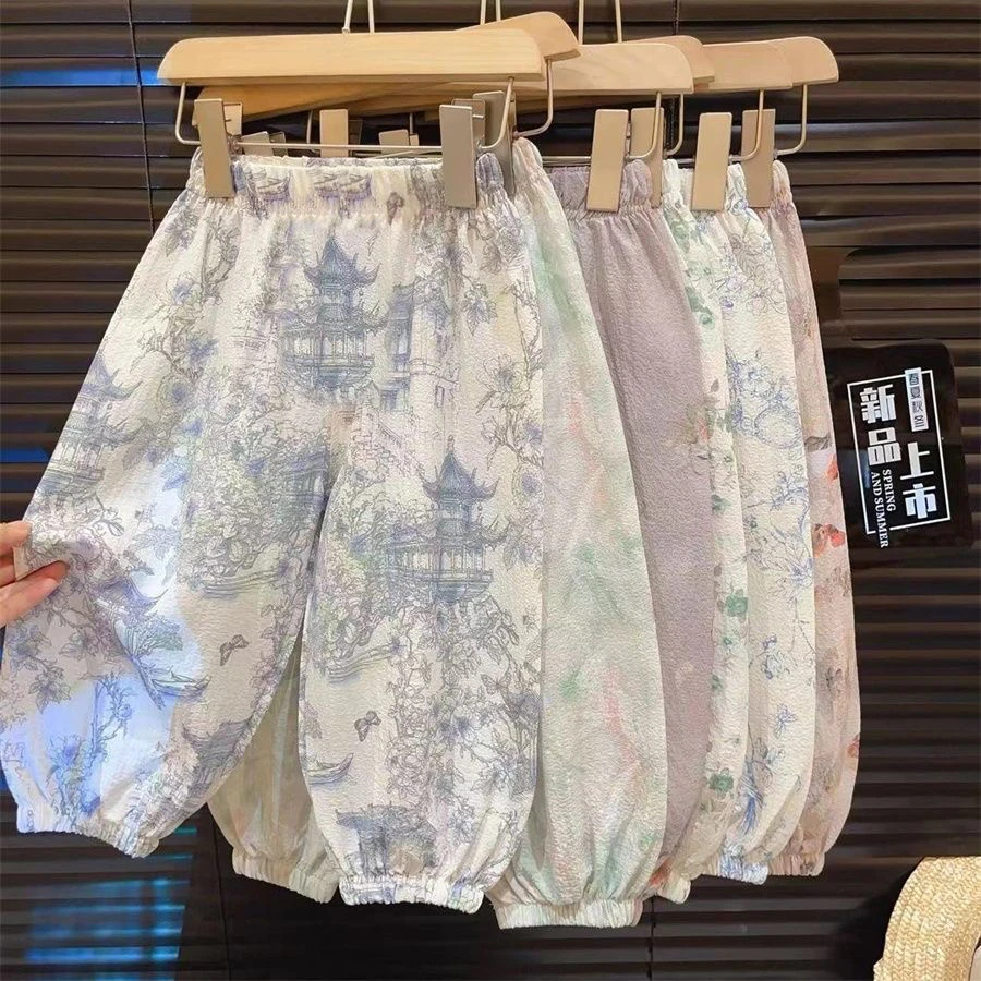 女童裤子夏季薄款2025新款中小儿童防蚊裤女宝宝女孩夏天外穿长裤