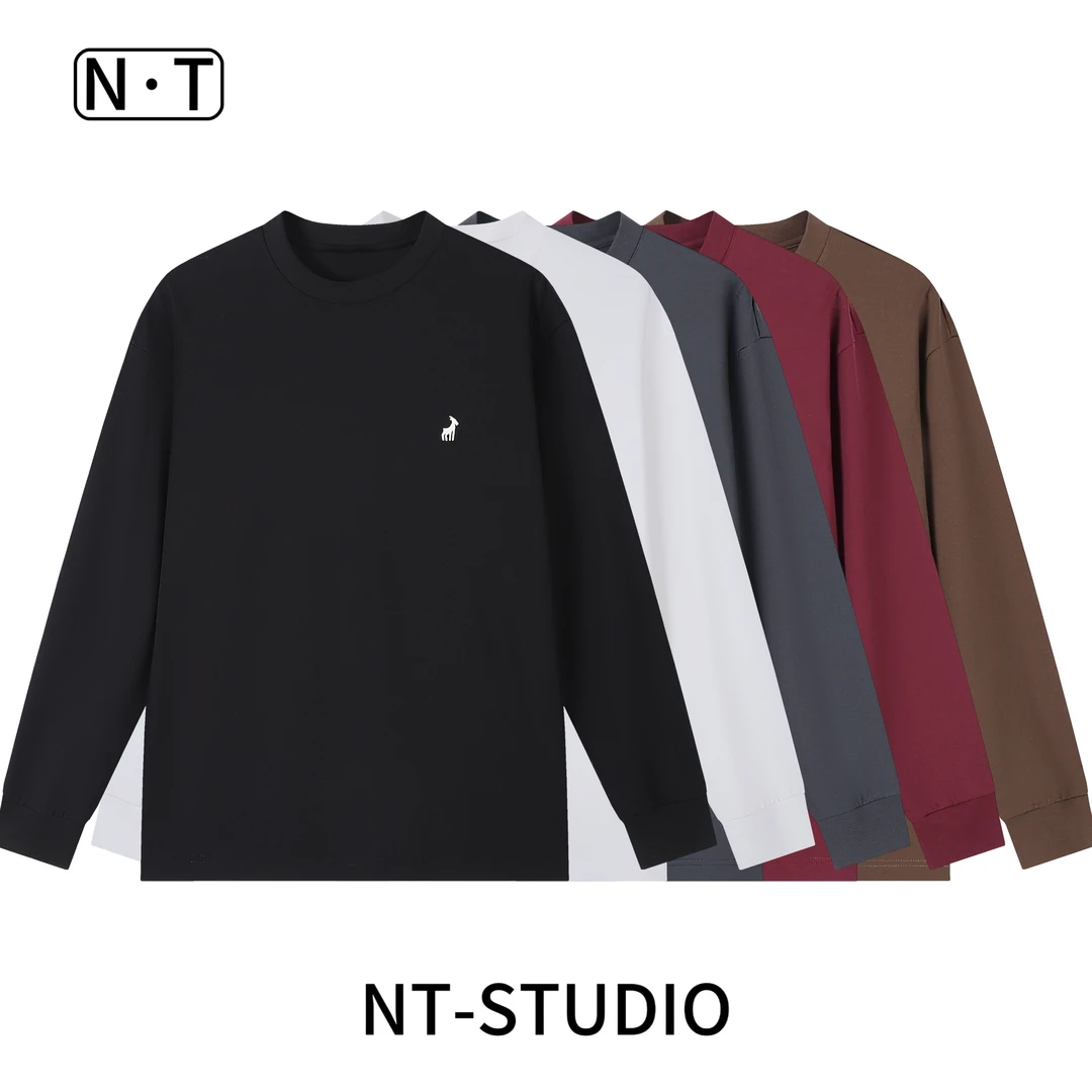 2024秋季新款男长款T恤简约舒适清爽男上衣纯色宽松百搭