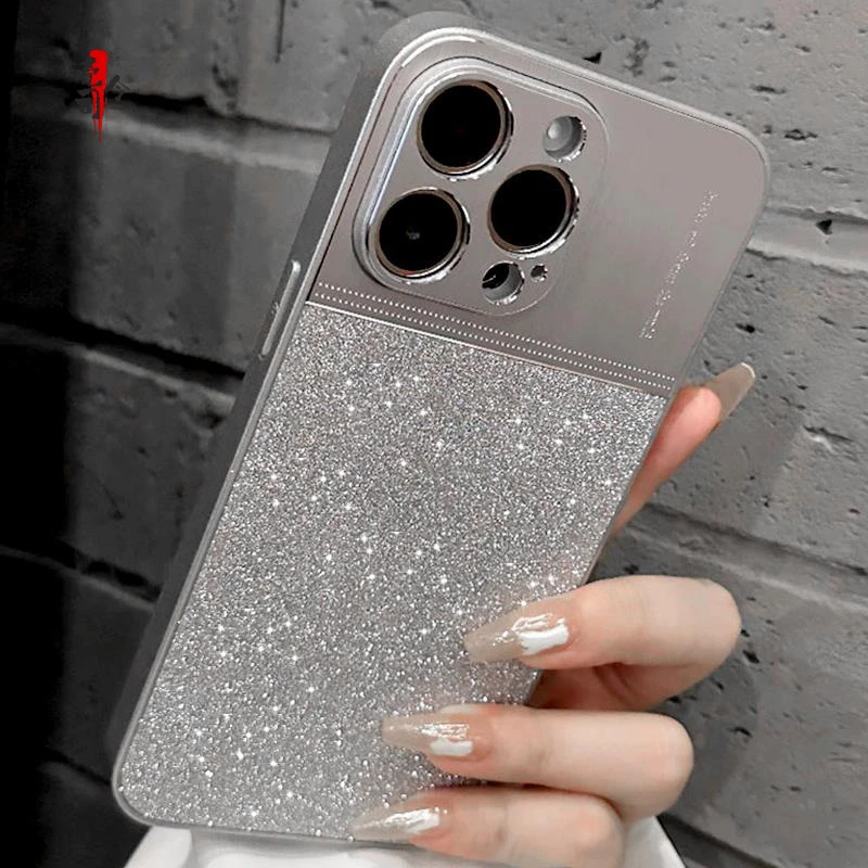 适用于苹果14promax闪粉手机保护壳iphone15pro新款电镀max保护套