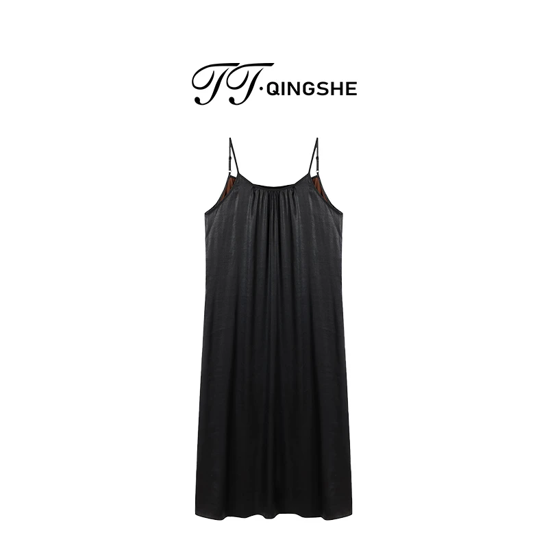 【墨痕】满分桑蚕丝非遗香云纱吊带裙气质时尚百搭轻薄透气连衣裙