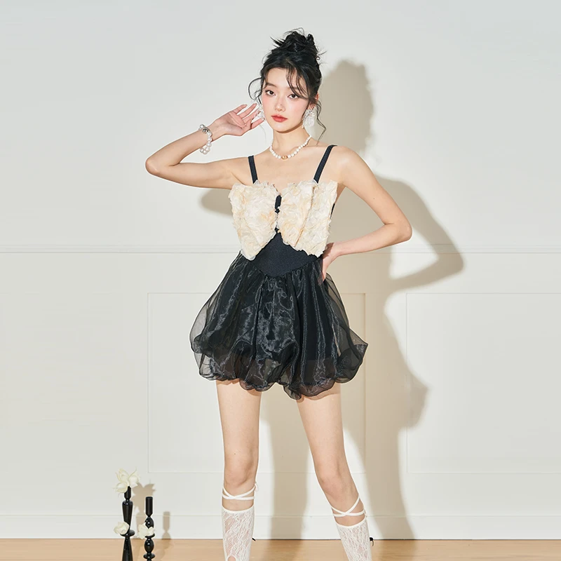 breeze holiday2023新款泳衣女保守连体裙式修身遮肉显瘦温泉泳装