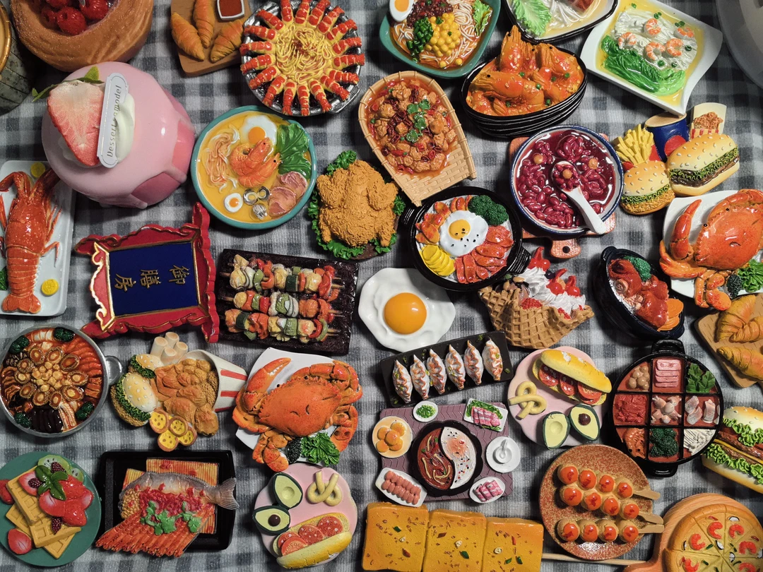 仿真3d立体国风创意大卡潮流食玩diy潮玩文艺美食树脂吸磁冰箱贴