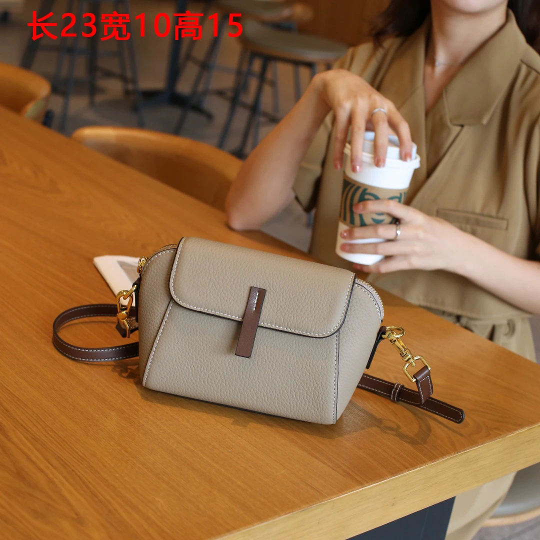 2023新款牛皮真皮时尚百搭女士气质单肩简约小众斜跨包单肩包9193