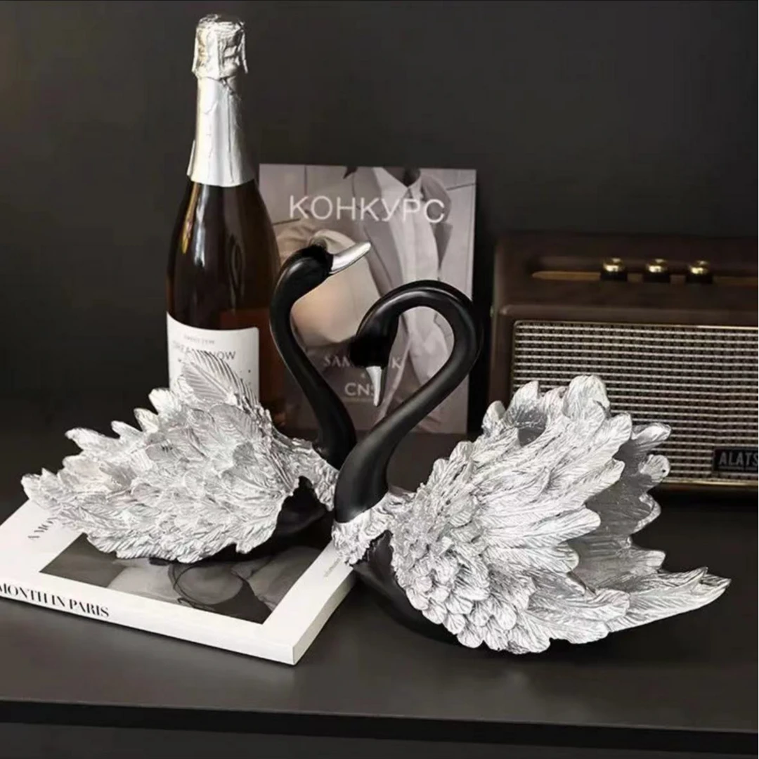 现代轻奢天鹅摆件北欧家居电视酒柜小装饰品工艺品