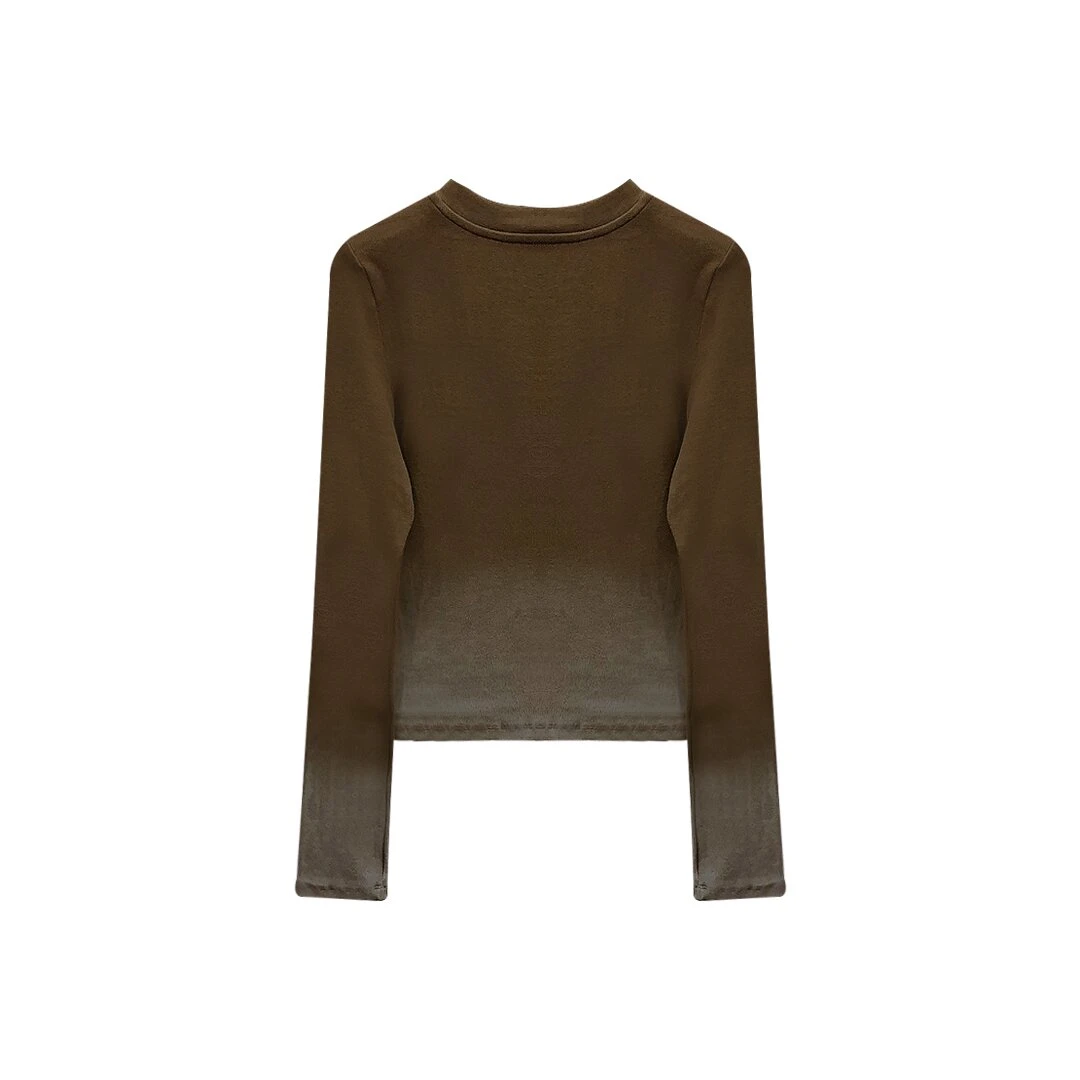 【ANNI】SY9996圆领印花渐变休闲上衣百搭长袖T恤