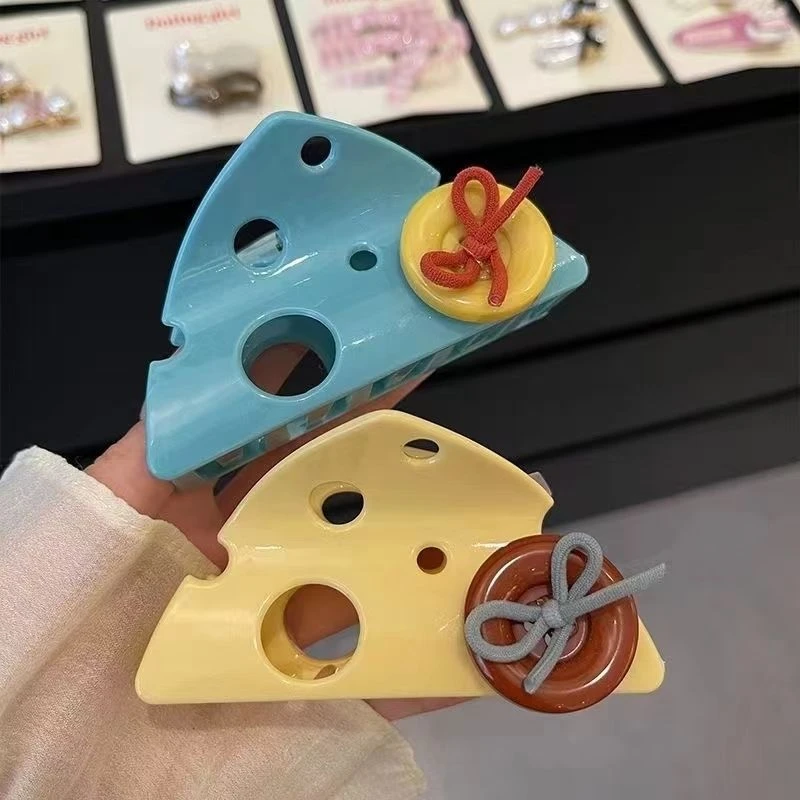 可爱纽扣芝士抓夹女2024新款高级感简约夹子头饰发夹后脑勺鲨鱼夹