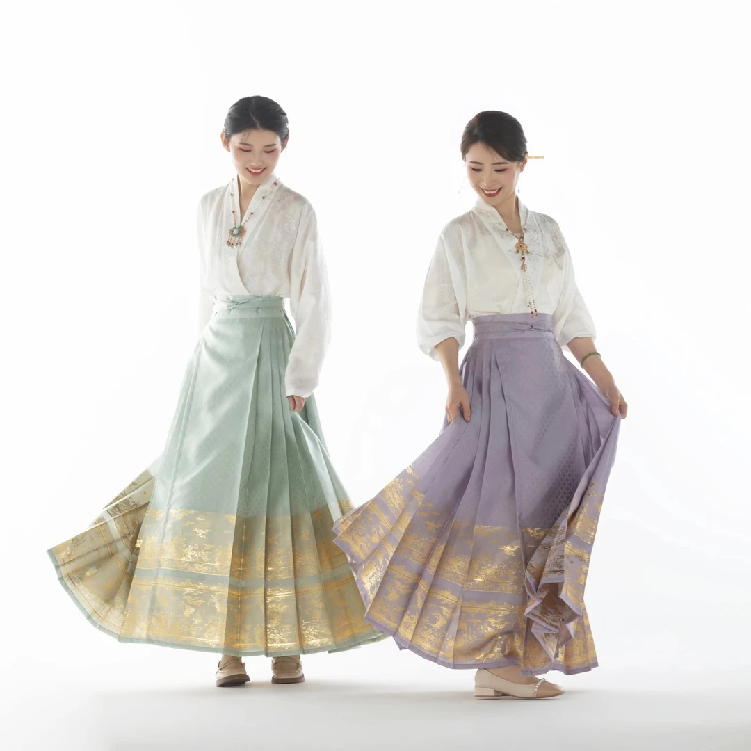 套装--【云鹤马面裙+白月光上衣】织银织金明制马面裙一片式春夏款