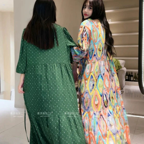 浪漫星河 连衣裙显瘦气质时尚辣妈收腰赫本风长款夏季法式仙女裙
