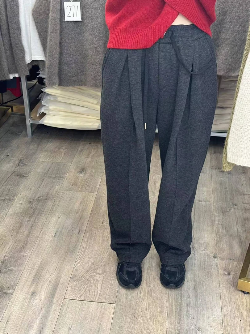 羊毛女士纯色阔腿裤