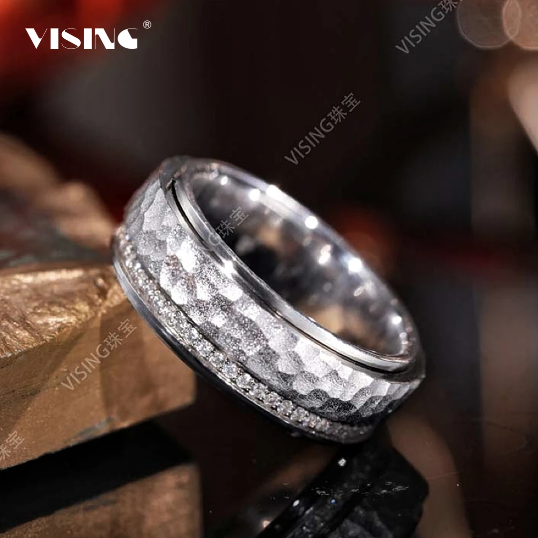 VISING 925银合成锆石戒指 素银时来运转戒指指圈指环国风新中式
