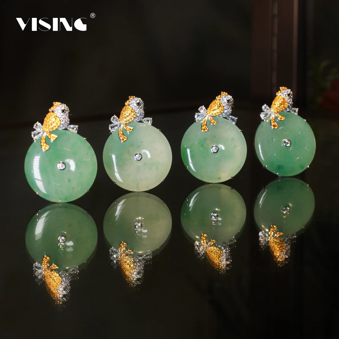 VISING天然非洲翠独龙玉一鸣惊人平安扣吊坠【多样性发其一】