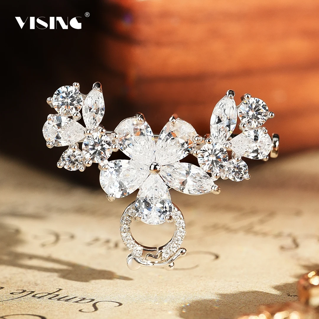 VISING 925银合成锆石胸针 时尚百搭胸针气质轻奢满钻时尚百搭