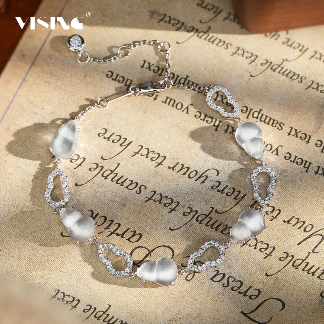 VISING天然缅甸料石英质玉水沫子迷你小葫芦手链气质轻奢时尚