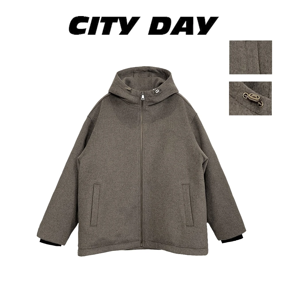 【楠哥】 CityDay 107新款冬季男款高档连帽时尚休闲百搭毛呢羽绒