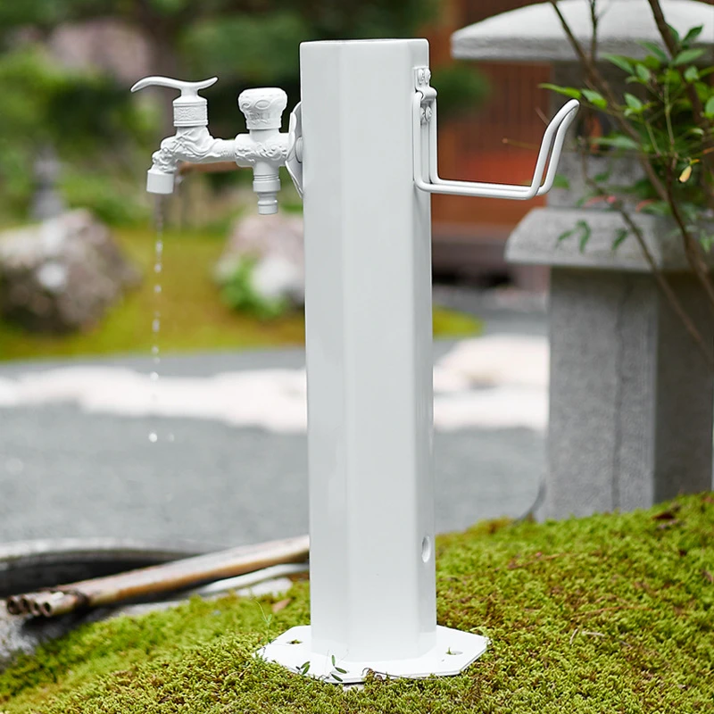 民宿庭院户外立柱水龙头防冻裂水管别墅花园院子室外立水栓白色