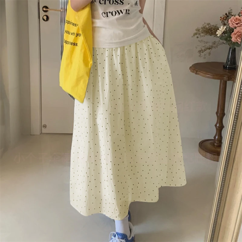 春秋时尚新款高腰显瘦半身裙ins甜美百搭中长款A字波点小清新裙子