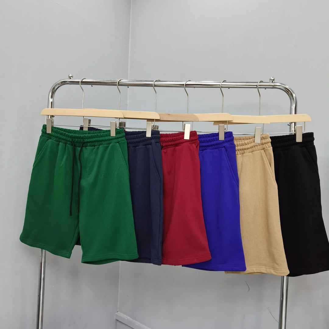 夏季洗水棉毛圈休闲百搭潮流宽松情侣款纯色五分短裤【9118#】