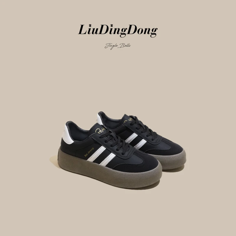 【刘叮咚女鞋】北极绒女鞋2024新款休闲鞋厚底板鞋德训阿甘鞋小白鞋