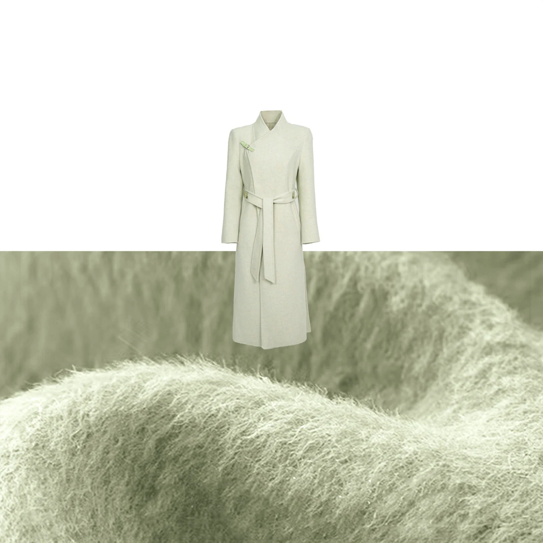 新中式国风设计Vintage拼皮双面羊绒大衣