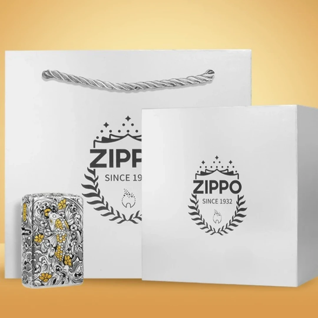 ZIPPO/之宝打火机正版错金银达摩锦鲤开运防风送礼   XBL-DYJ1