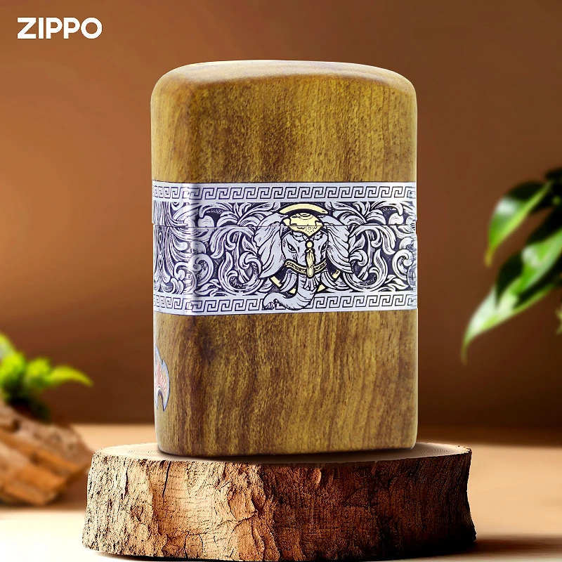 ZIPPO/之宝打火机正版木质金丝楠木套壳如意吉象定制XBL-PWJ1