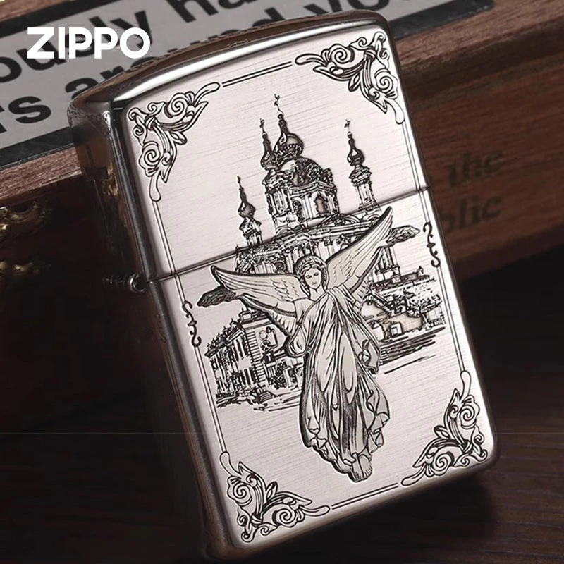 ZIPPO/之宝打火机正版15号S925银精雕祈祷文平安煤油火机男士DYJ1