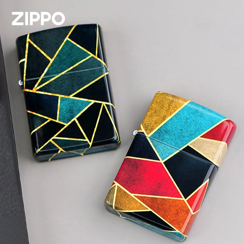 ZIPPO打火机 彩印亮漆方格纹商务格纹之宝防风火机送礼男DY9802CY